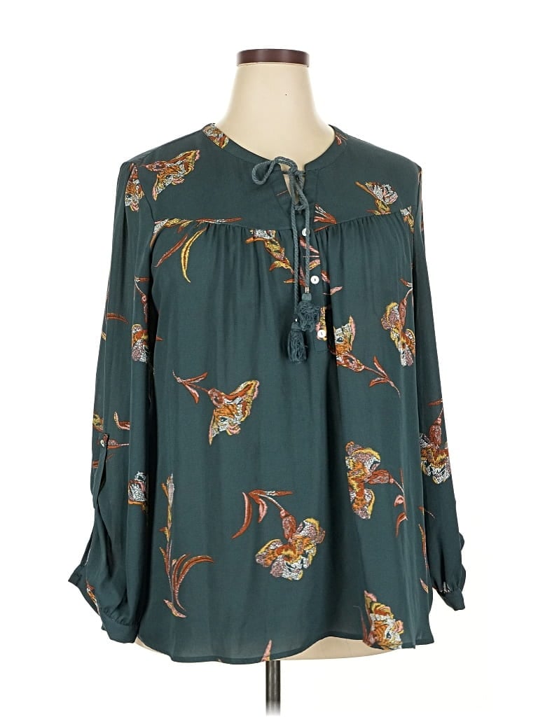 Pre-owned Dr2 Long Sleeve Blouse In Green
