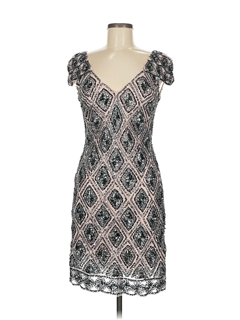 Pre-owned Basix Black Label Cocktail Dress In Silver