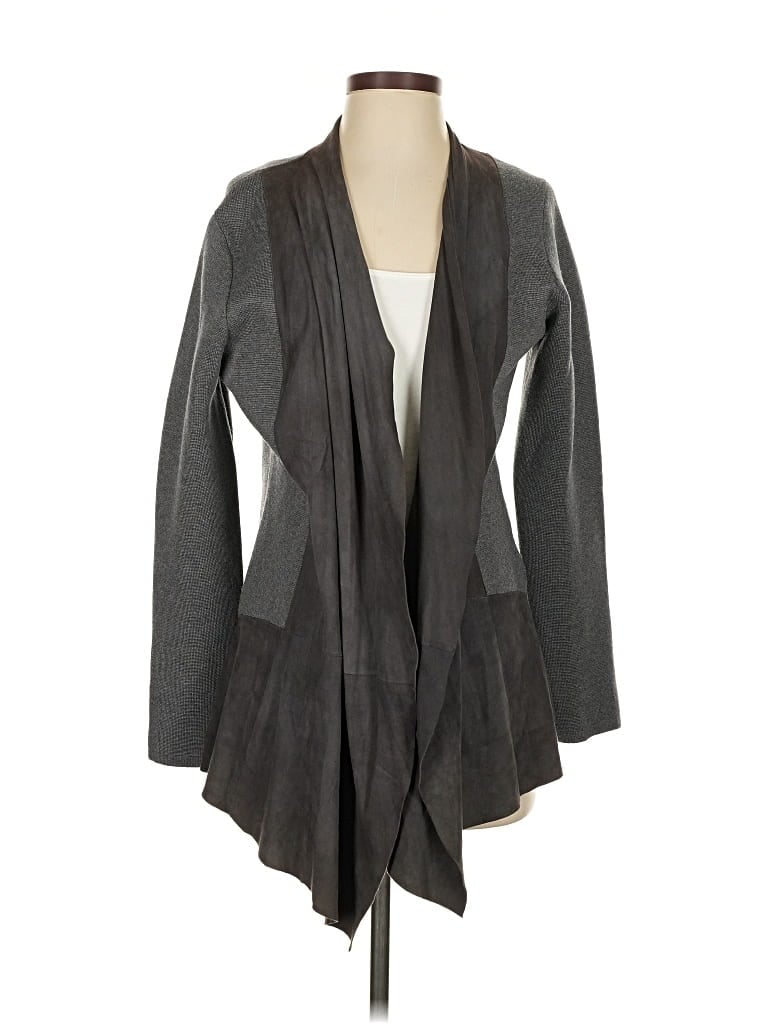 Pre-owned Elie Tahari Wool Cardigan Sweater In Gray
