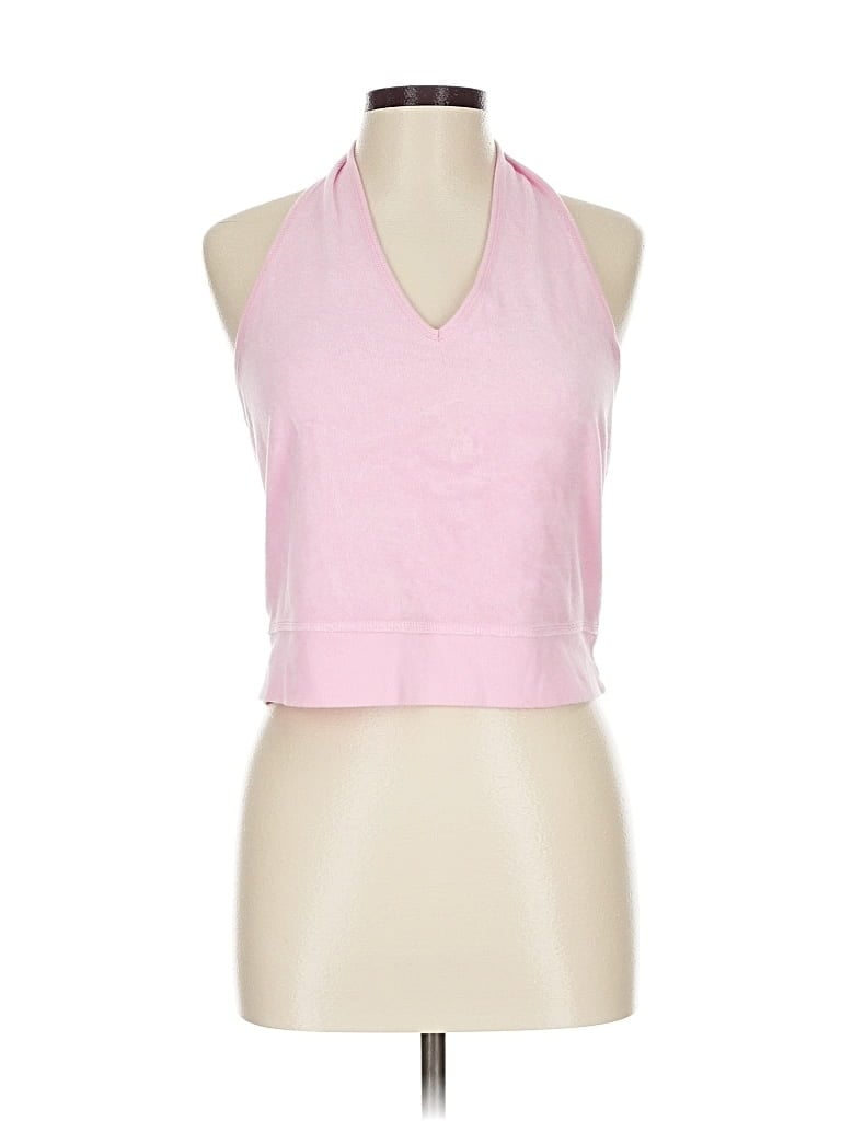 Pre-owned Moda International Tank Top Pink Halter Neckline Tops