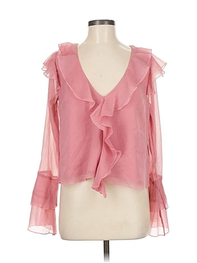 Pre-owned American Eagle Outfitters Long Sleeve Blouse In Pink