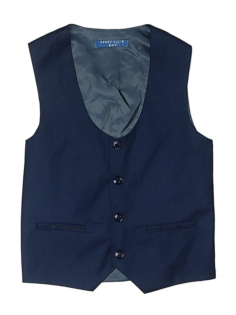 Pre-owned Perry Ellis Kids' Tuxedo Vest In Blue
