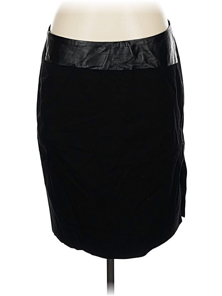 Pre-owned Ecru Faux Leather Skirt In Black