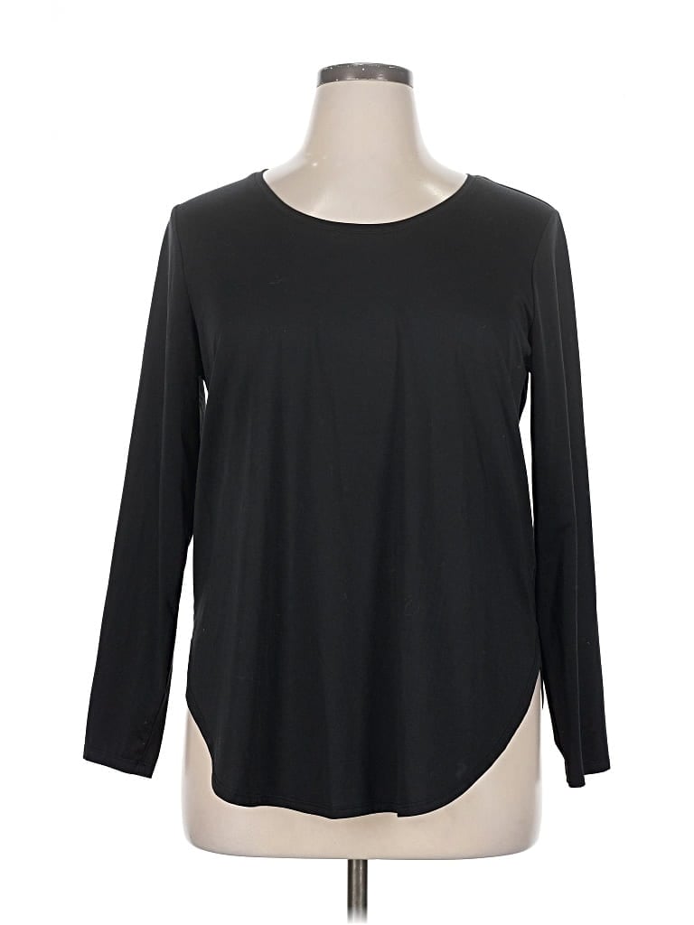 Pre-owned Gap Fit Long Sleeve Top Black Boatneck Tops