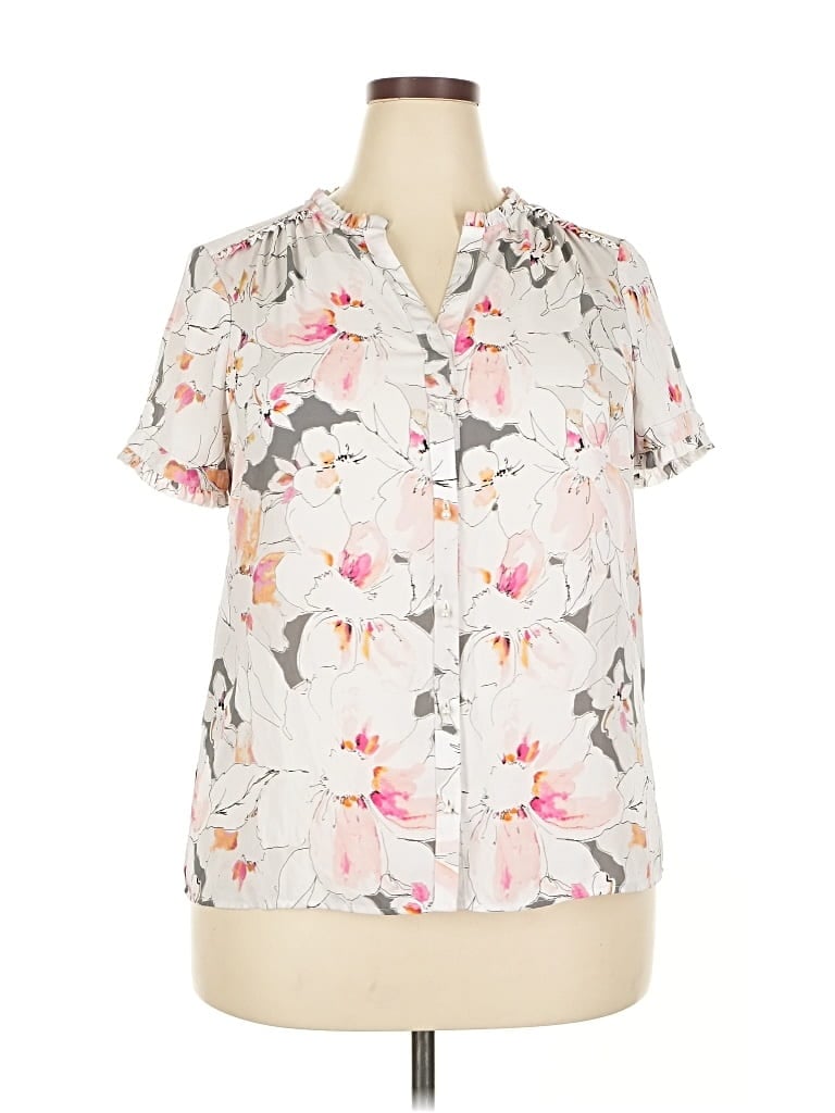 Pre-owned Karl Lagerfeld Short Sleeve Blouse In Gray