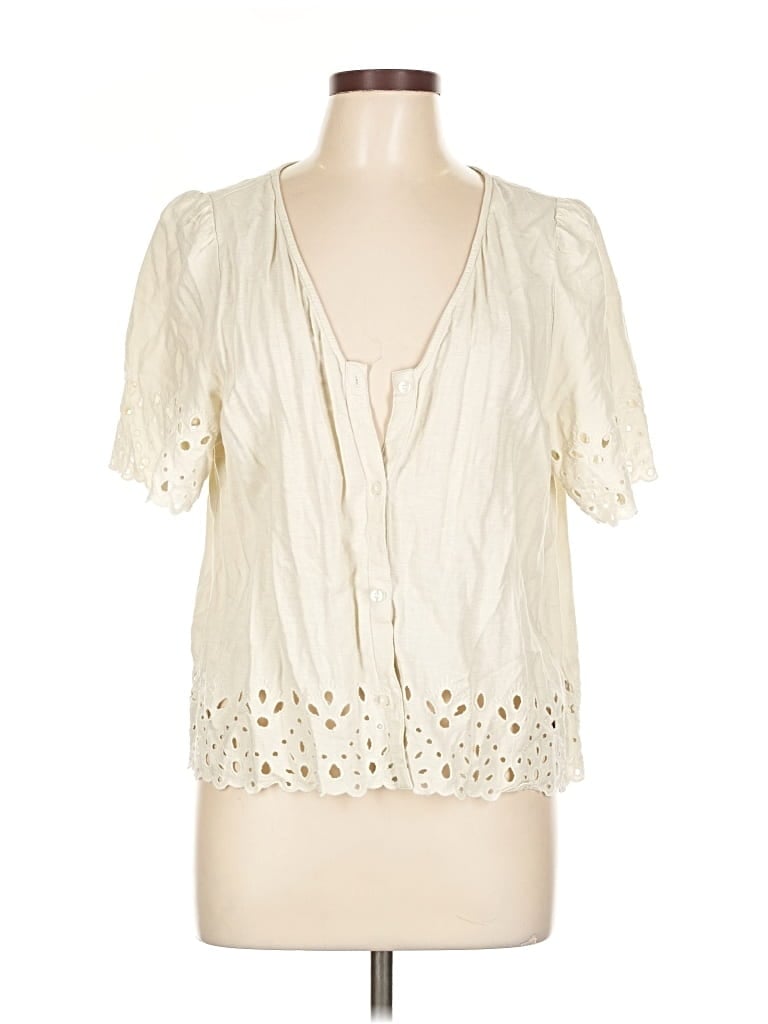 Pre-owned Gap Short Sleeve Blouse In White