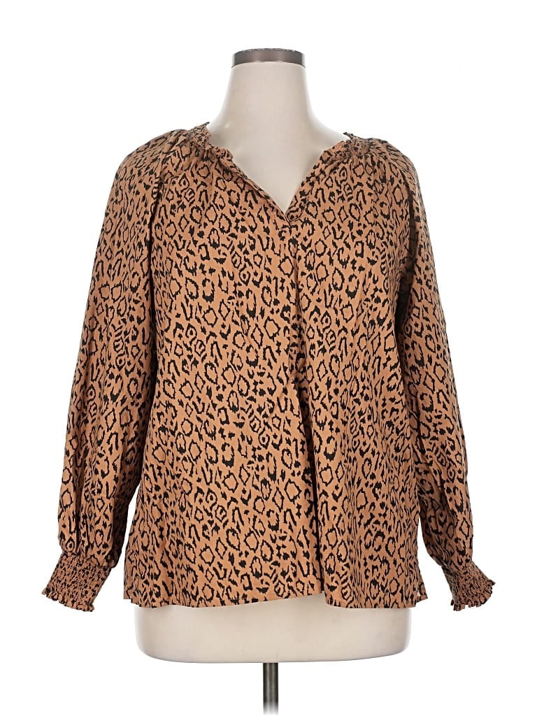 Pre-owned Maurices Long Sleeve Blouse In Brown