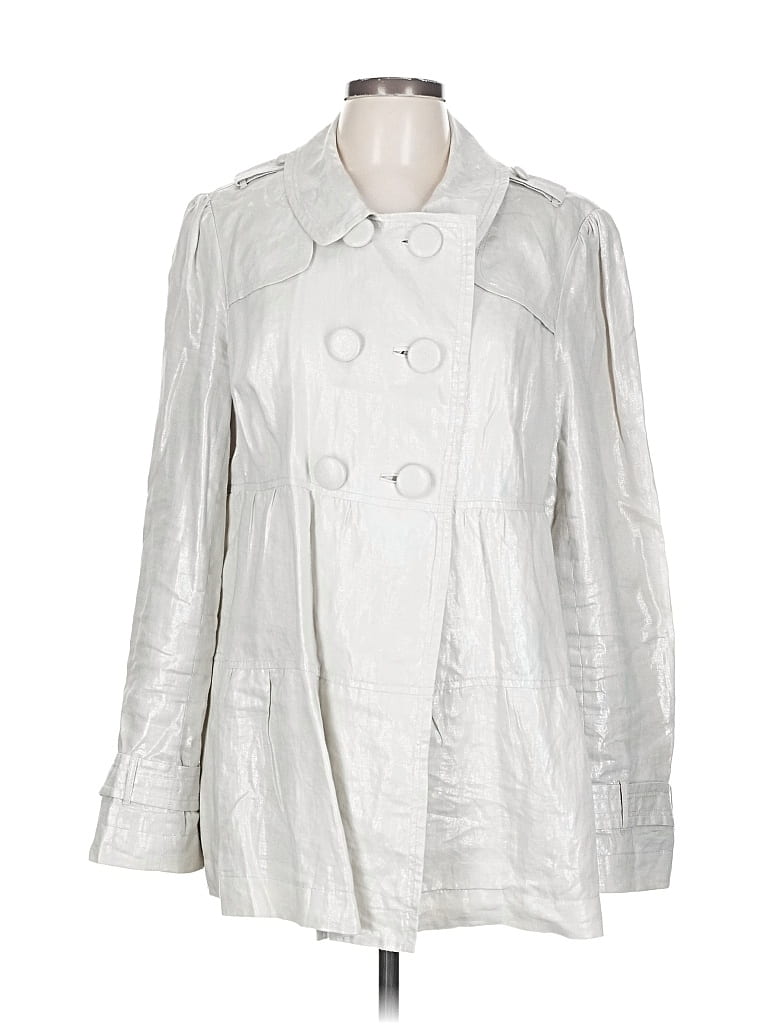 Pre-owned Inc International Concepts Trenchcoat In White