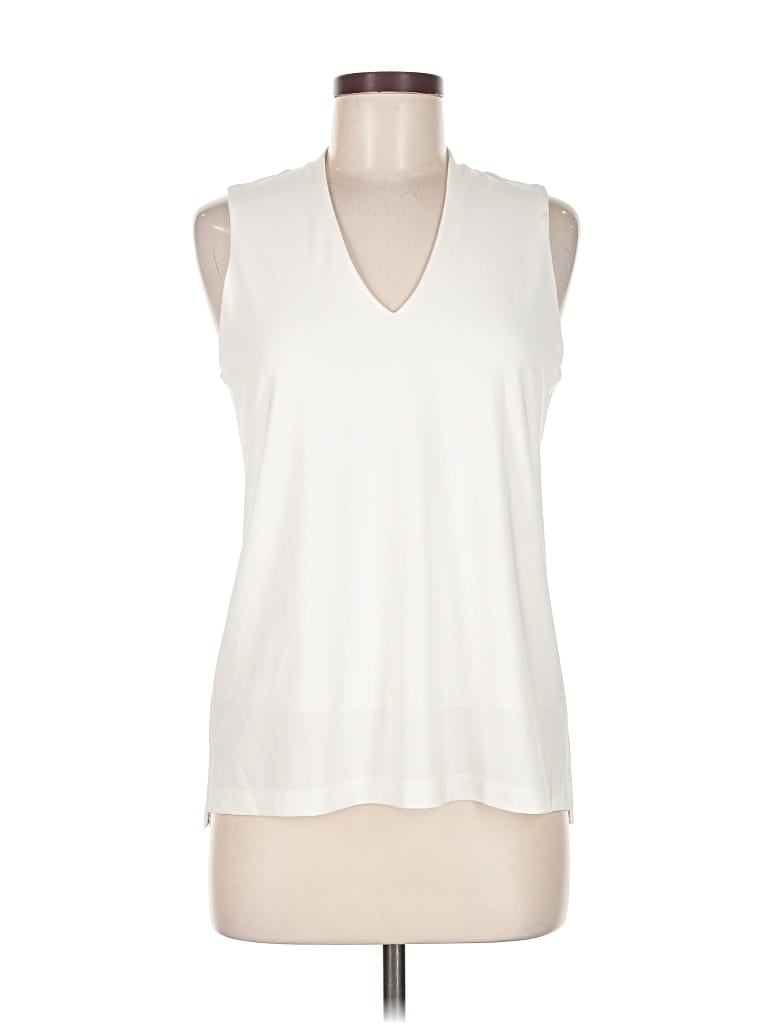 Pre-owned Franne Golde Sleeveless Blouse In White