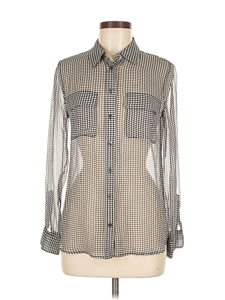 Pre-owned Equipment Long Sleeve Button Down Shirt In Gray