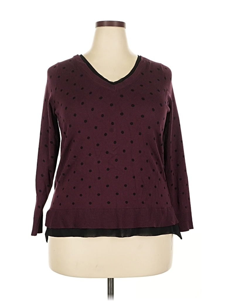 Pre-owned Lane Bryant Pullover Sweater In Burgundy