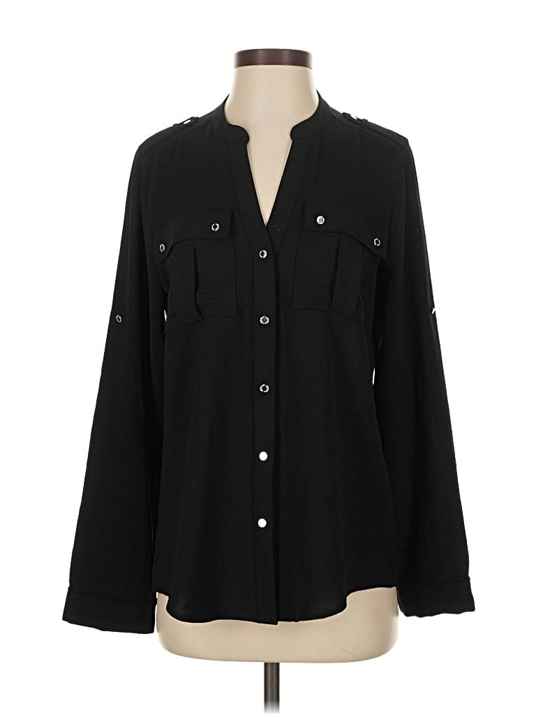Pre-owned Calvin Klein Long Sleeve Blouse In Black