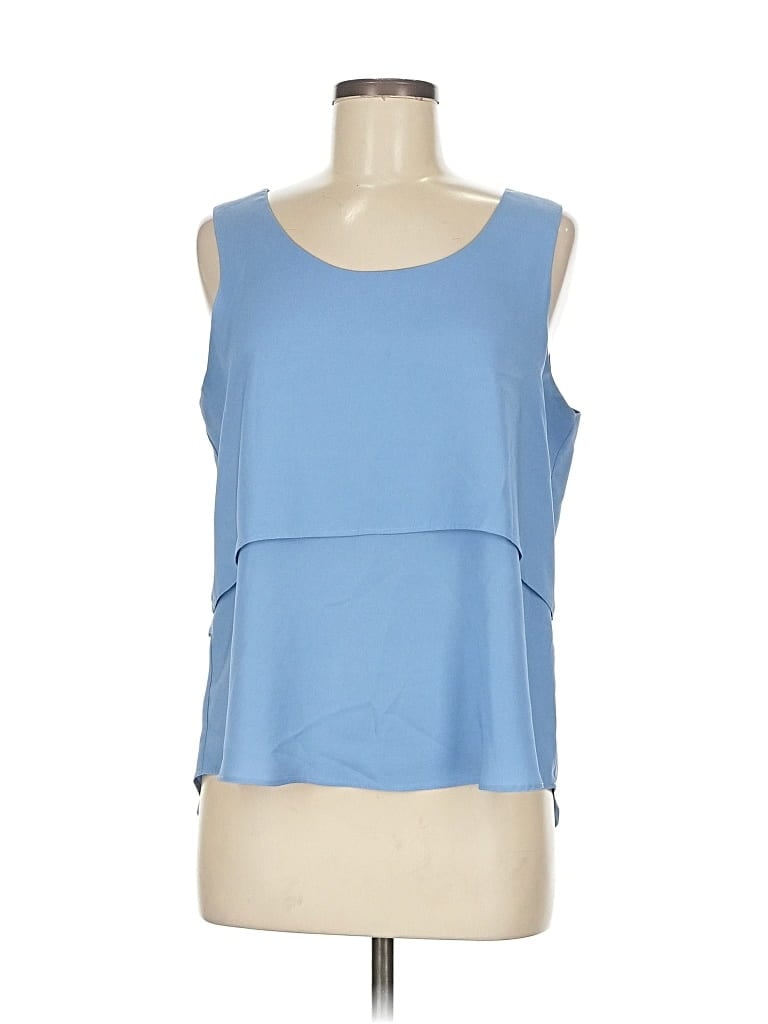 Pre-owned Ann Taylor Factory Sleeveless Top Blue Scoop Neck Tops