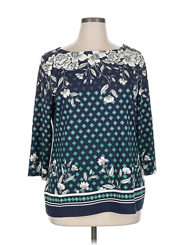 Pre-owned Charter Club 3/4 Sleeve Blouse In Blue