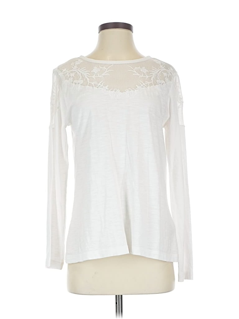 Pre-owned Soft Surroundings Long Sleeve Top White Crew Neck Tops