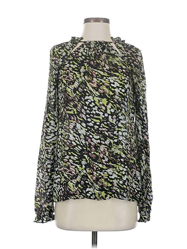 Pre-owned Rachel Zoe Tjx Long Sleeve Silk Top Green Cowl Neck Tops