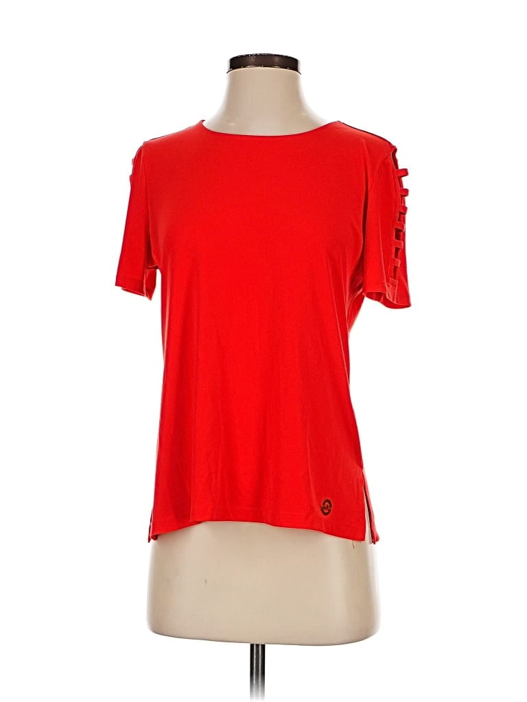 Pre-owned Michael Michael Kors Short Sleeve Top Red Keyhole Neckline Tops