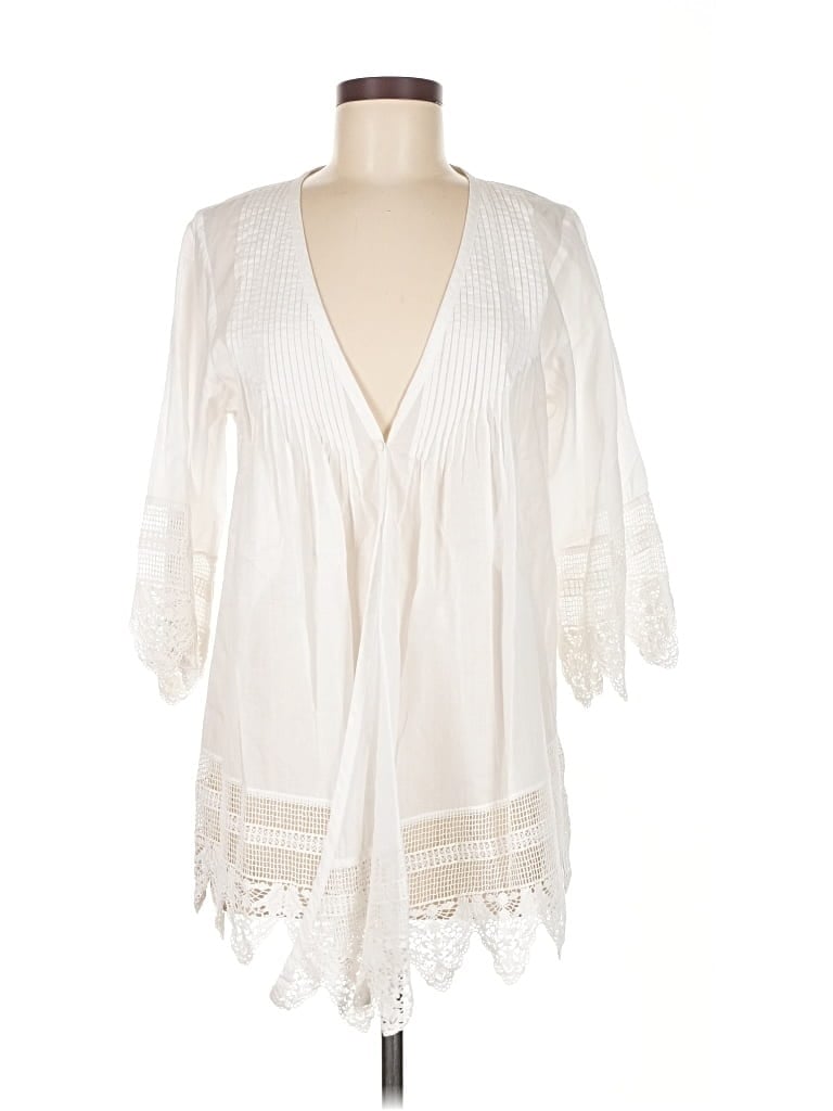 Pre-owned Cabi Short Sleeve Blouse In White