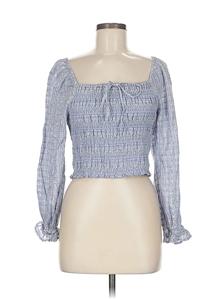 Pre-owned American Eagle Outfitters 3/4 Sleeve Blouse In Blue