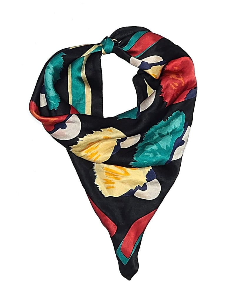 Pre-owned Unbranded Silk Scarf In Black