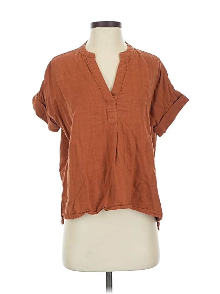 Pre-owned Madewell Short Sleeve Blouse In Brown