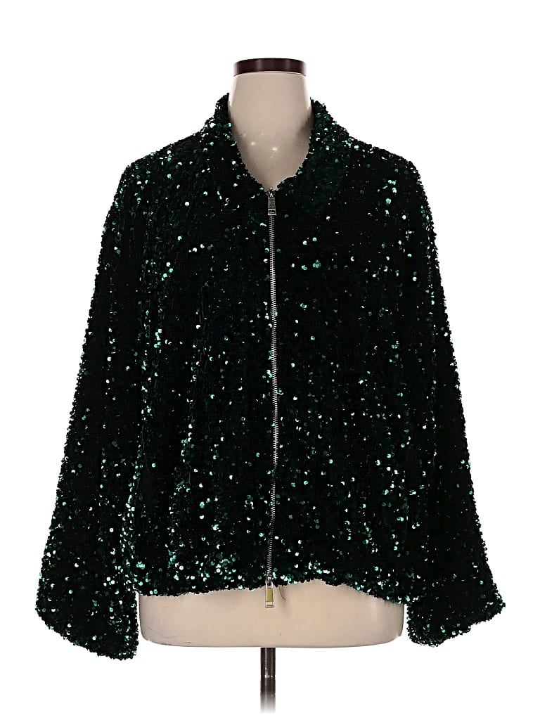 Pre-owned Maeve By Anthropologie Faux Fur Jacket In Green