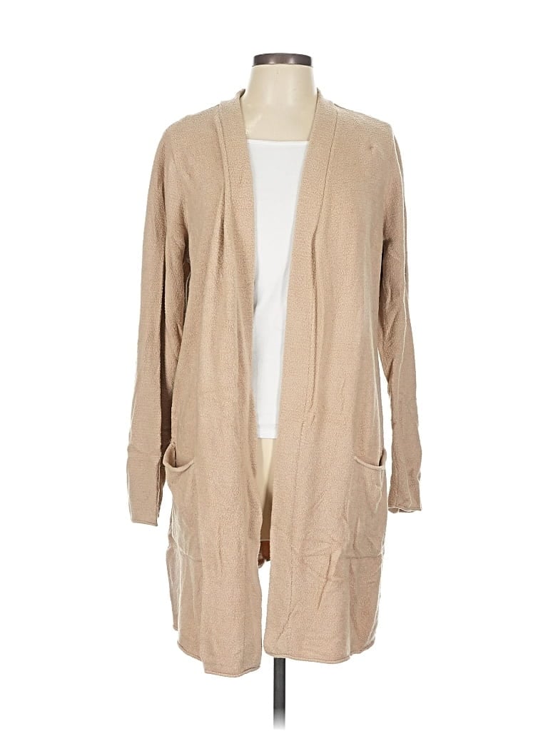 Pre-owned Barefoot Dreams Cozychic Lite Cardigan Sweater In Brown