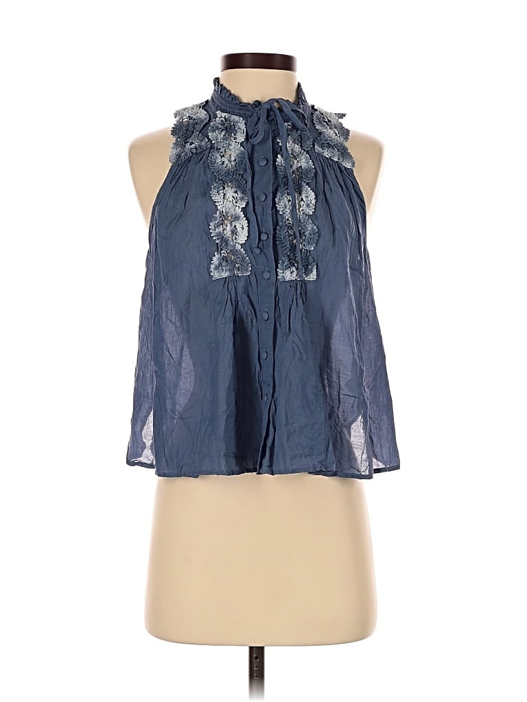 Pre-owned Free People Sleeveless Blouse In Blue