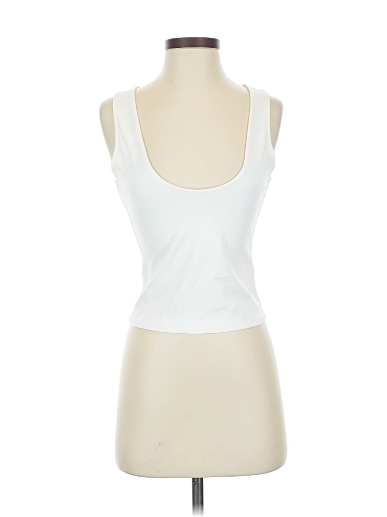 Pre-owned Good American Tank Top Ivory Strapless Neckline Tops In White