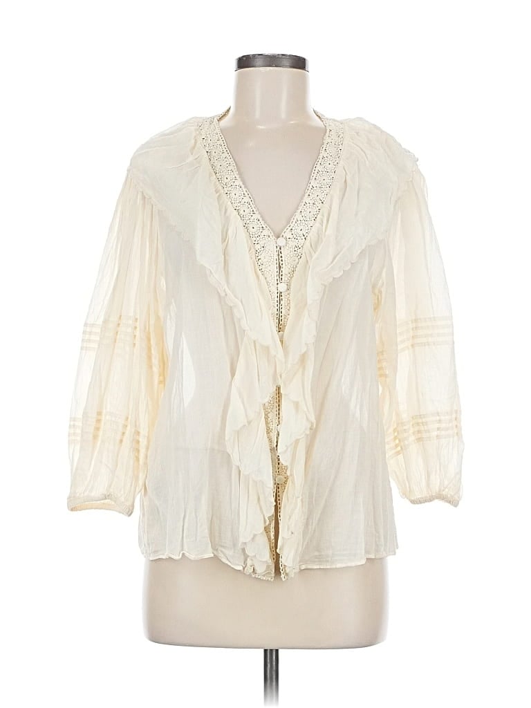 Pre-owned Mng 3/4 Sleeve Blouse In White