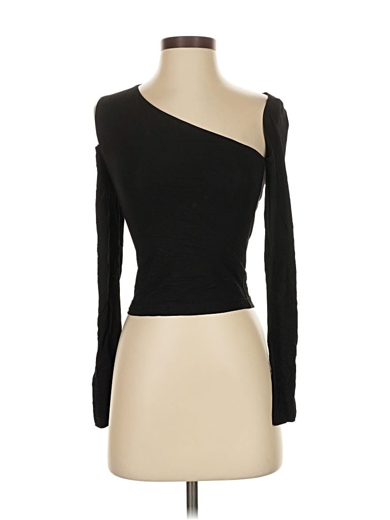 Pre-owned Superdown Long Sleeve Top Black One Shoulder Neckline Tops