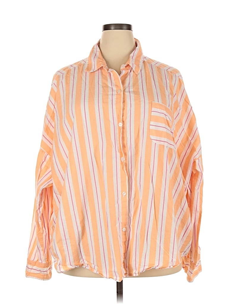 Pre-owned Victoria's Secret Long Sleeve Button Down Shirt In Orange