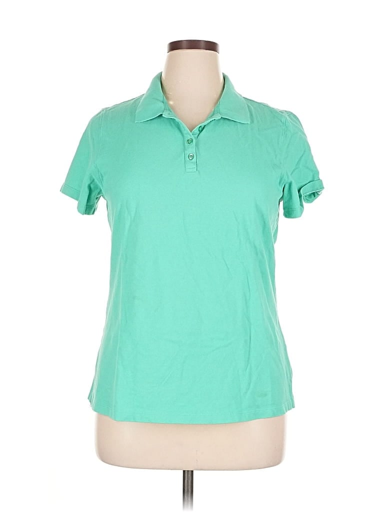 Pre-owned Karen Scott Short Sleeve Polo Shirt In Green
