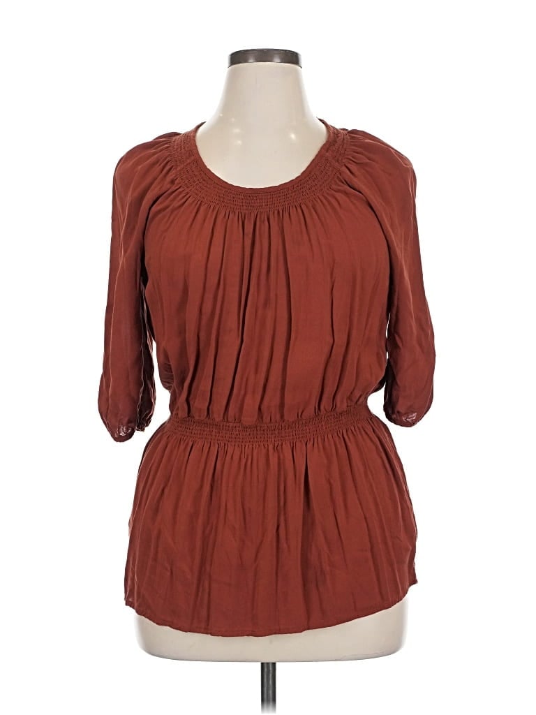 Pre-owned Mossimo 3/4 Sleeve Blouse In Brown