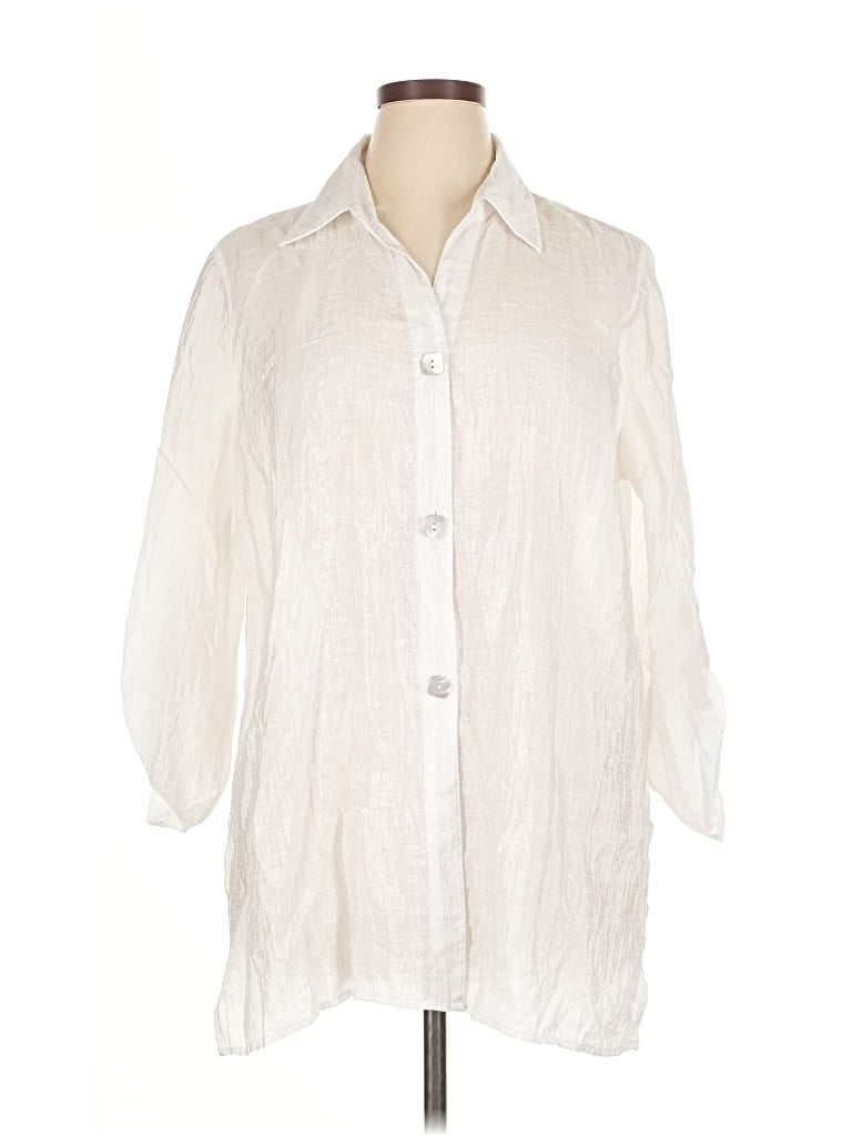Pre-owned Multiples 3/4 Sleeve Button Down Shirt In White