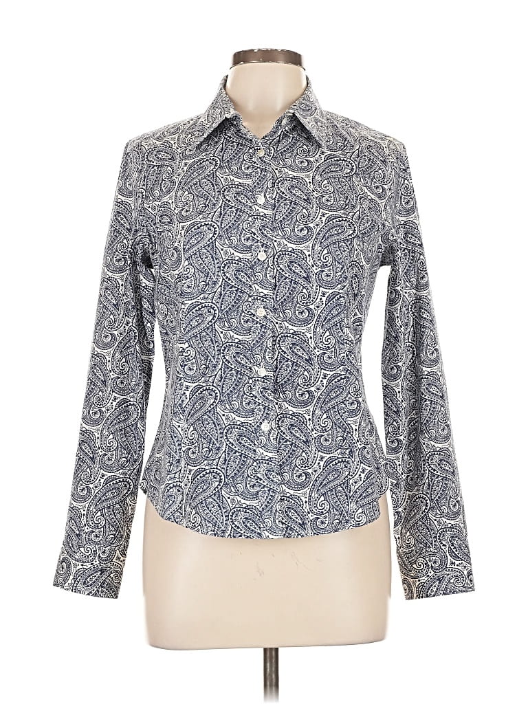 Pre-owned Talbots Long Sleeve Button Down Shirt In Gray