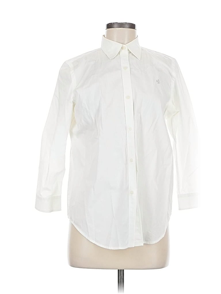 Pre-owned Polo Ralph Lauren 3/4 Sleeve Button Down Shirt In White