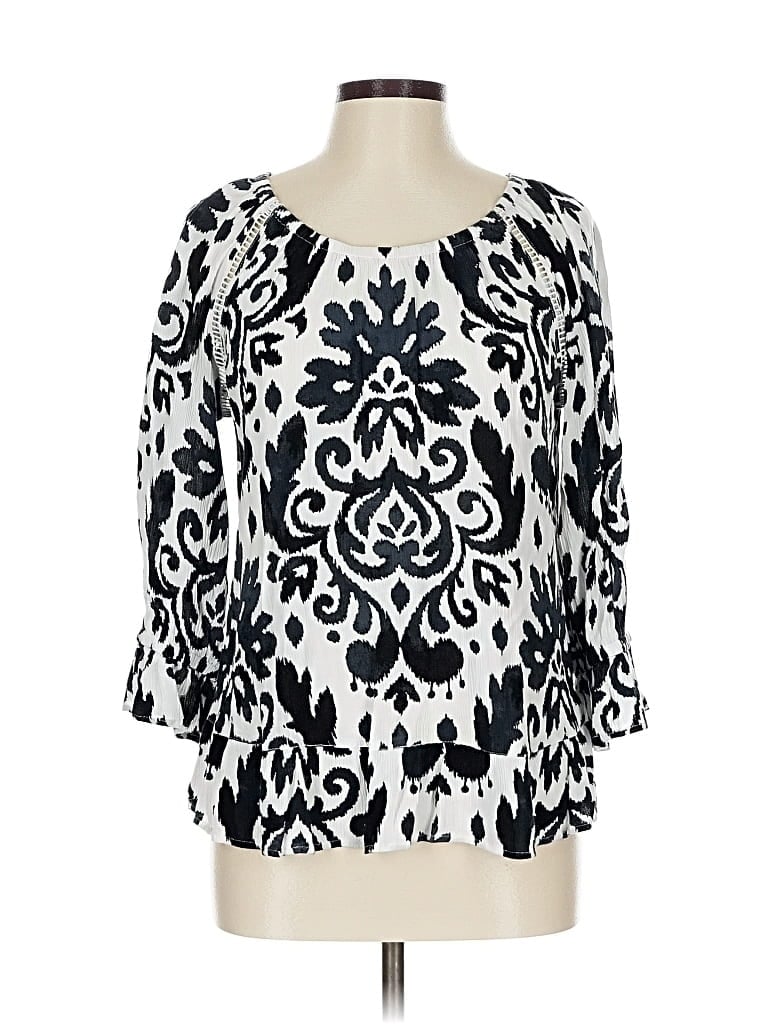 Pre-owned Inc International Concepts 3/4 Sleeve Blouse In White