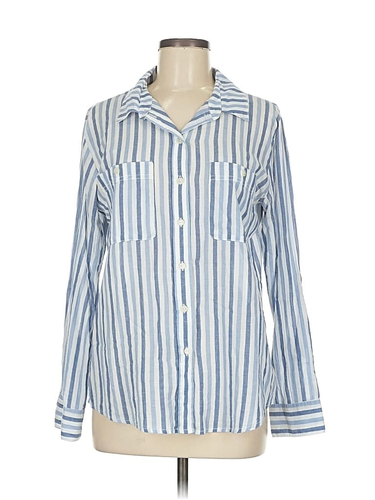 Pre-owned Sanctuary Long Sleeve Button Down Shirt In Blue