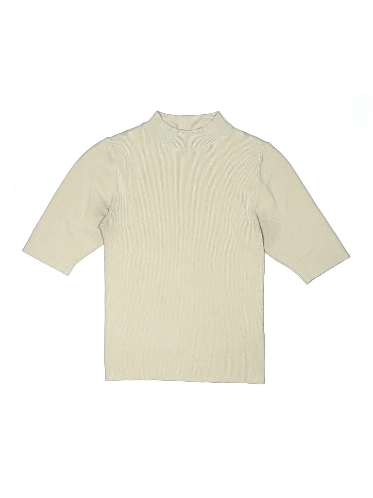 Pre-owned Molly Bracken Kids' Short Sleeve Top Ivory Turtleneck Tops In White