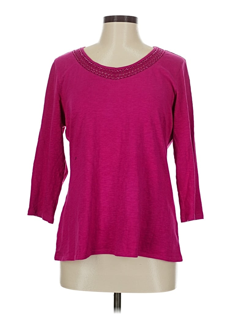 Pre-owned Coldwater Creek 3/4 Sleeve T-shirt In Pink