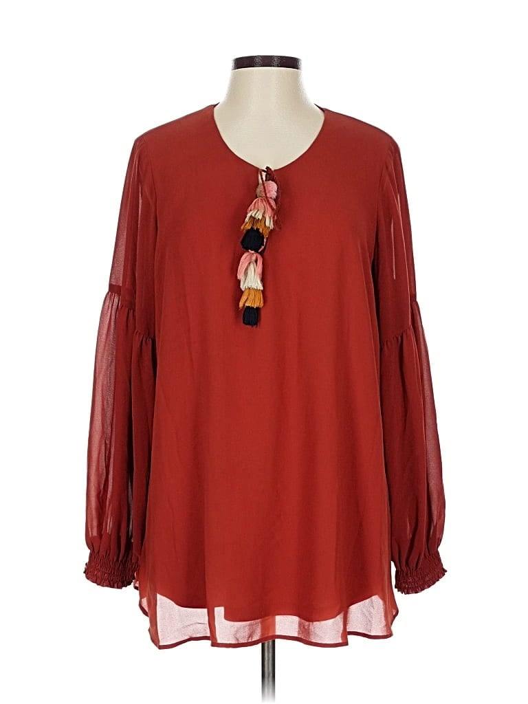 Pre-owned Show Me Your Mumu Long Sleeve Blouse In Burgundy