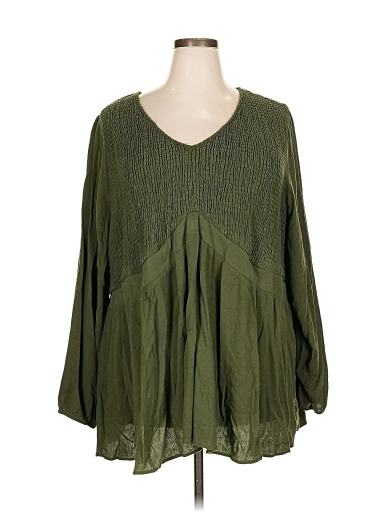 Pre-owned Torrid Long Sleeve Blouse In Green