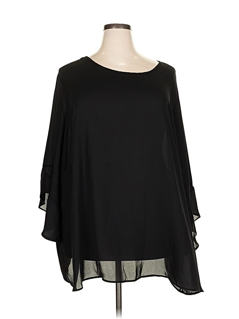 Pre-owned Torrid 3/4 Sleeve Top Black Cold Shoulder Neckline Tops