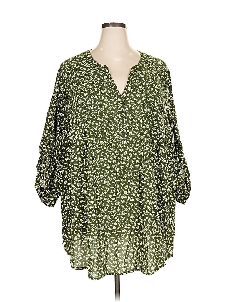 Pre-owned Torrid 3/4 Sleeve Blouse In Green