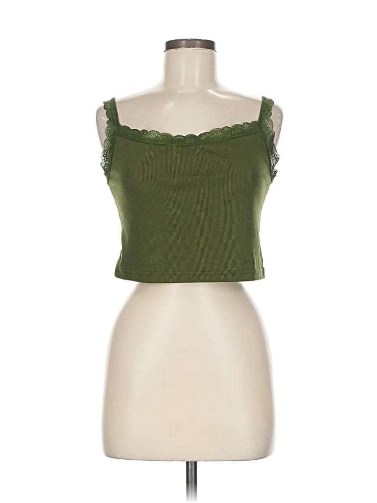 Pre-owned Cider Tank Top Green Strapless Neckline Tops