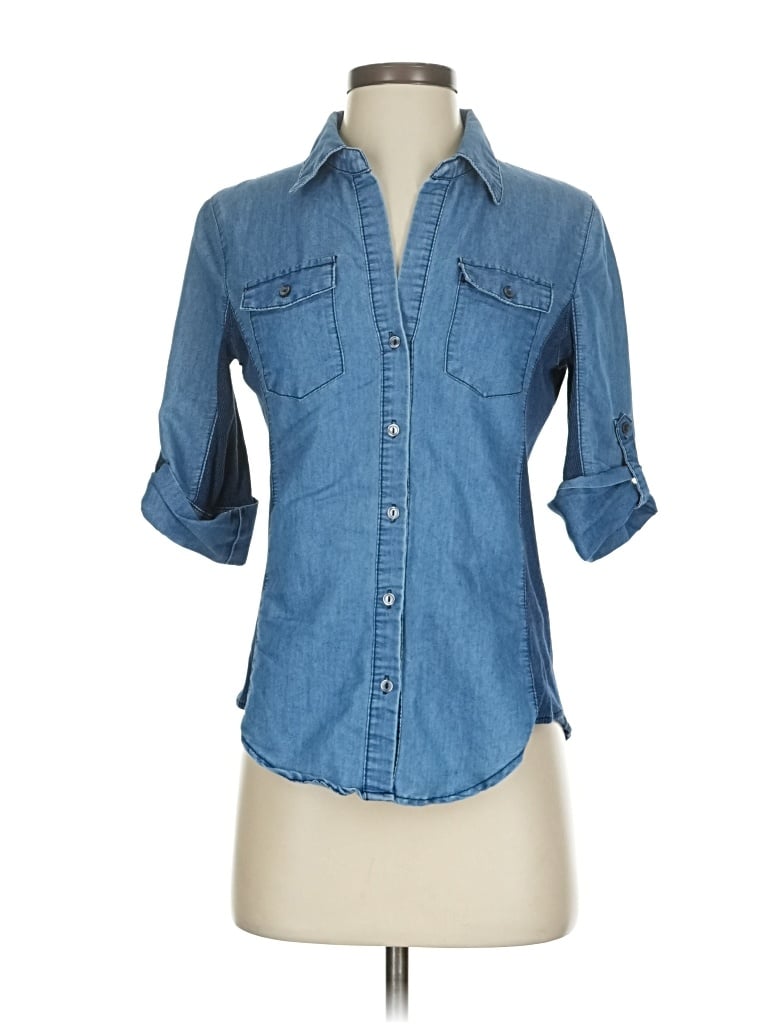 Pre-owned Ci Sono 3/4 Sleeve Button Down Shirt In Blue