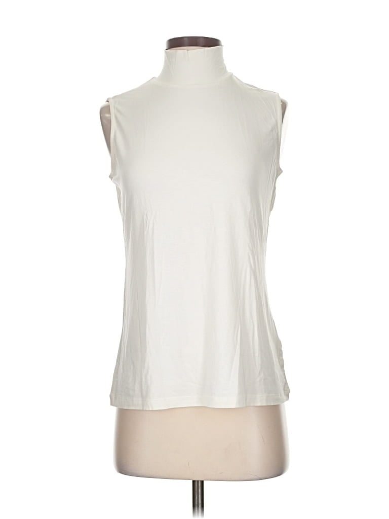 Pre-owned G By Giuliana Rancic Sleeveless Top White High Neck Tops