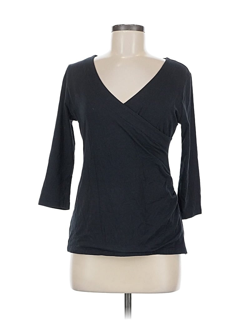 Pre-owned Soft Surroundings 3/4 Sleeve Top Black V Neck Tops