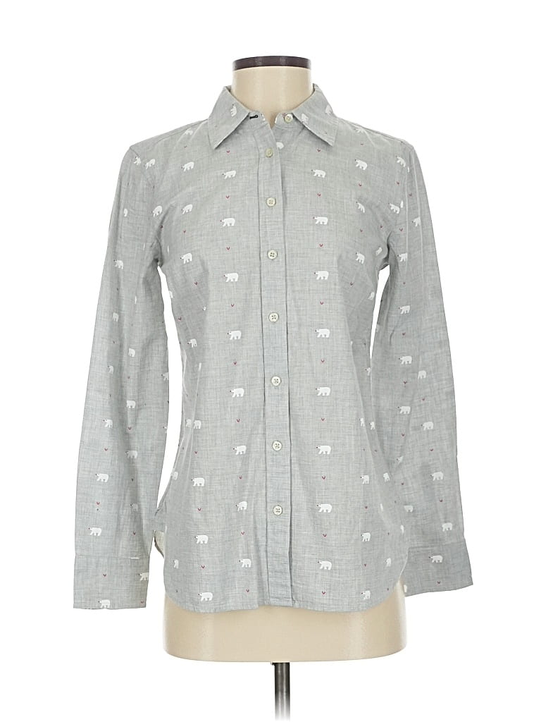 Pre-owned Talbots Long Sleeve Button Down Shirt In Gray